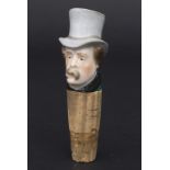 Charakter-Kopf / Flaschenstöpsel / Zierkorken / A head of a gentleman as bottle stopper, ...