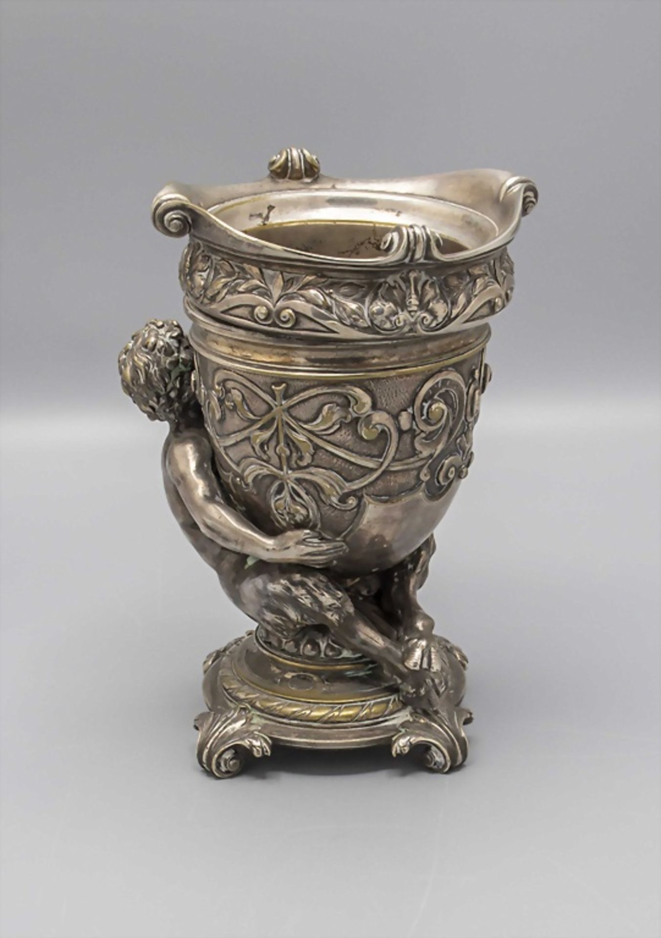 Bronze Ziergefäß mit Faun / A decorative bronze vase with a faun, Frankreich, um 1880 - Image 3 of 6