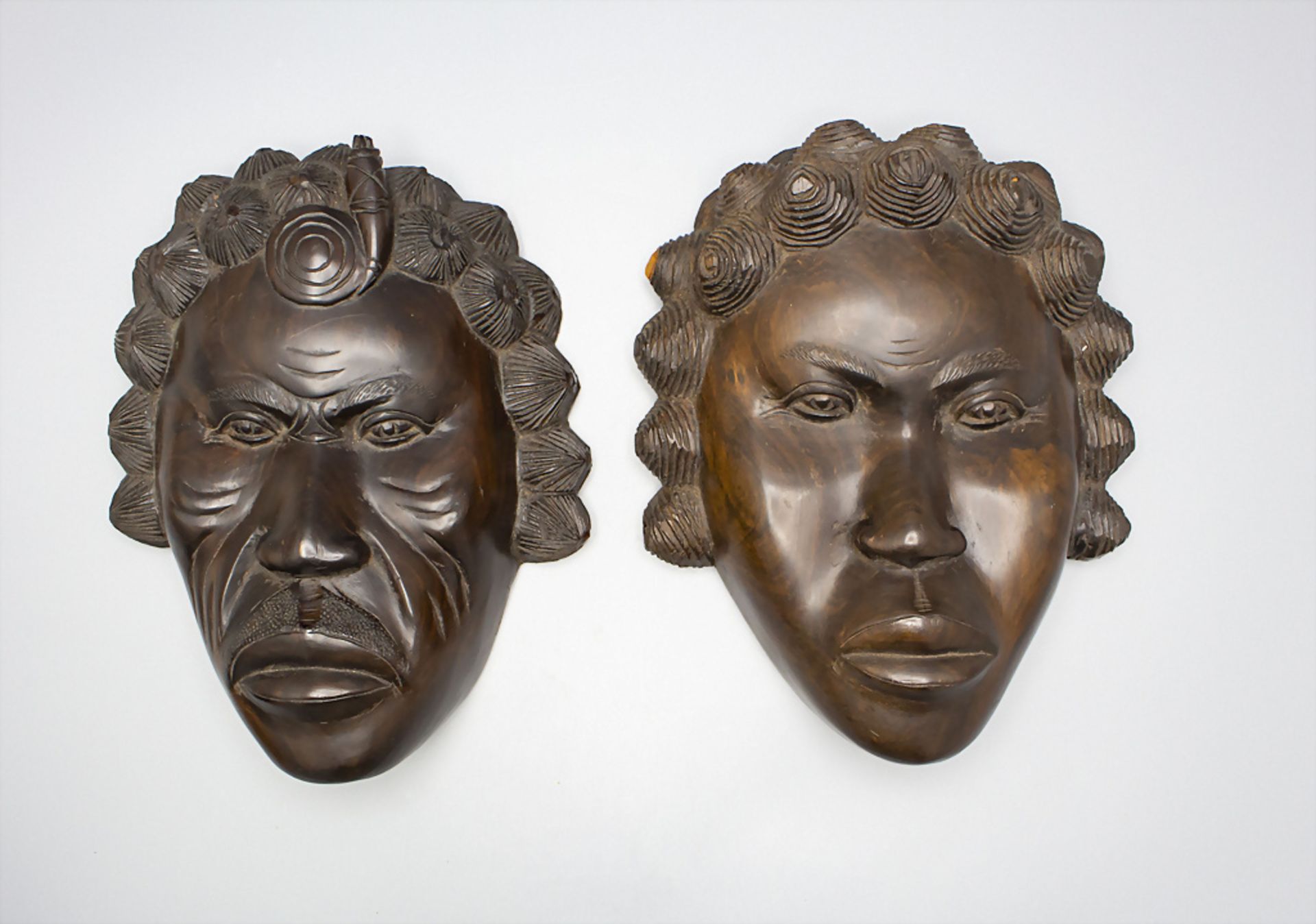 Köpfe eines Paares / Wooden heads of a couple, BARA, Madagaskar, um 1900