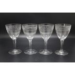 4 Art Déco Weingläser / 4 Art Deco wine glasses, Cristallerie de Nancy, um 1925