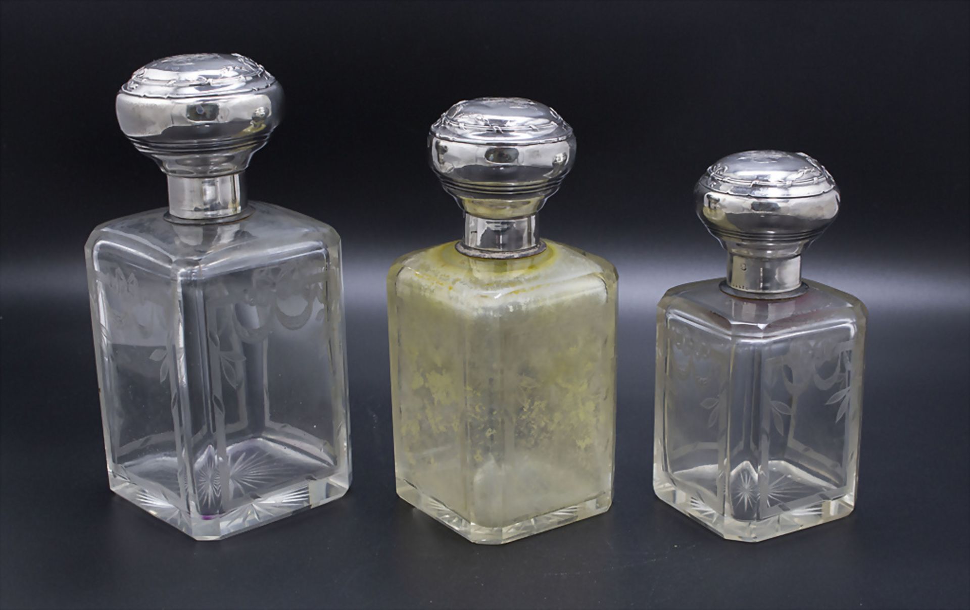 3 Likörkaraffen mit Silbermontur / 3 liqueur bottles with silver mount, V. Boivin, Paris, um 1880 - Bild 2 aus 7