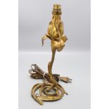 Jugendstil lampenfuß mit Schwertlilie / A bronze Art Nouveau lamp base with an iris, ...