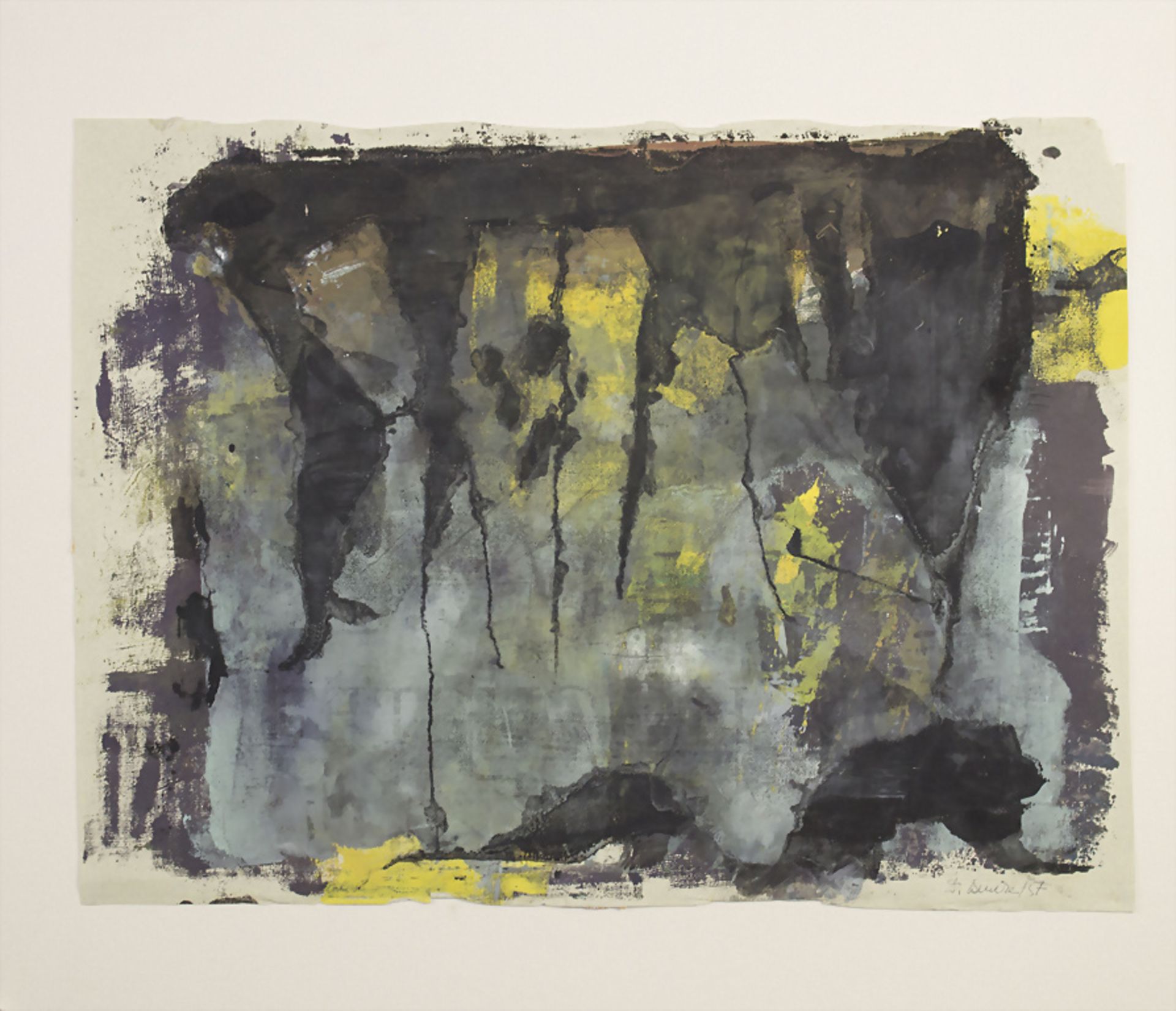 Dieter BENECKE (*1928), 'Abstraktion in Schwarz-Gelb' / 'Abstraction in black and yellow', 1957