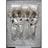 Ikone 'Heilige' mit Silber-Oklad / An icon 'with saints', St. Petersburg, 1829