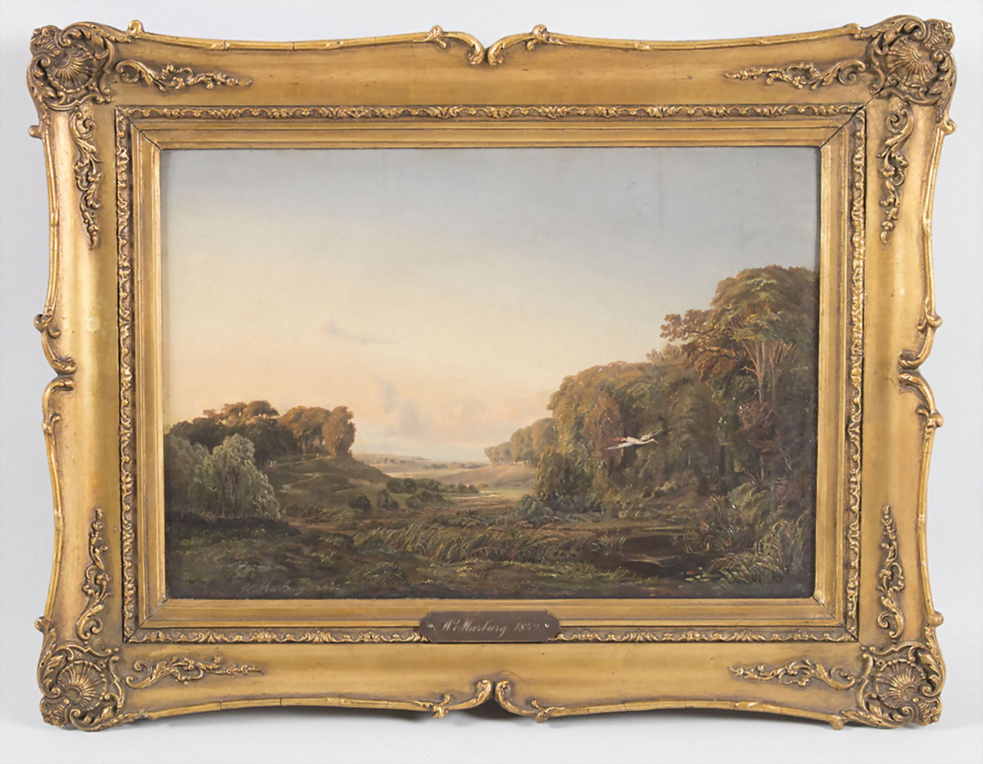 W. MARBURG, Landschaft mit Storch / A landscape with stork, 1842 - Bild 2 aus 4