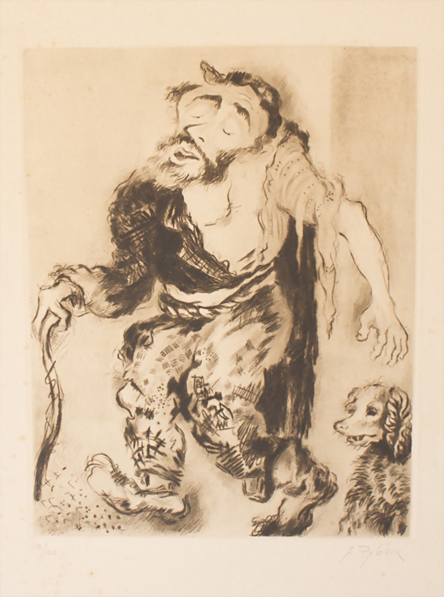 Issachar Ber Ryback (1897-1937), 'Bettler mit Hund' / 'A beggar with a dog', Anfang 20. Jh.