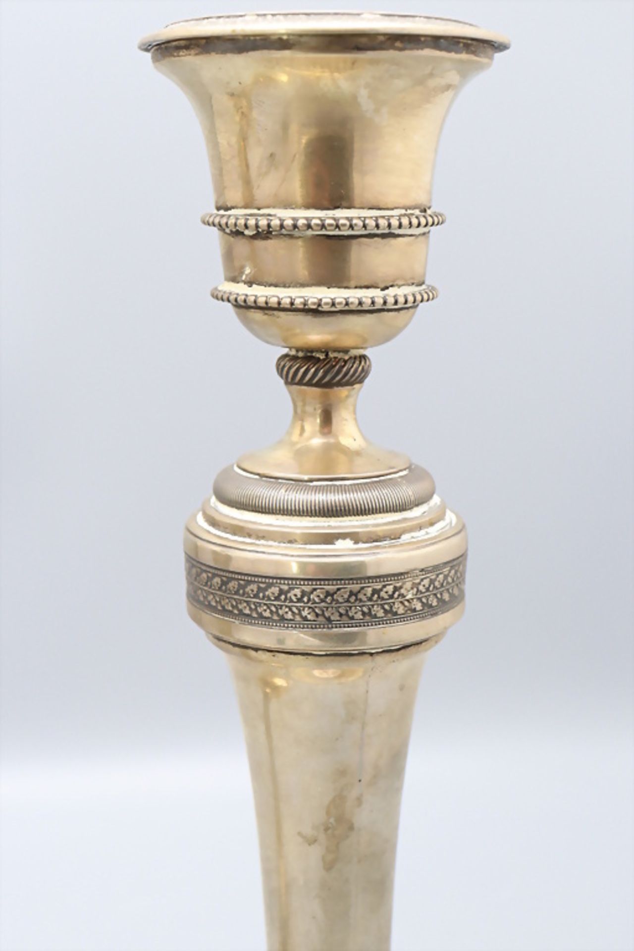 Paar Empire Kerzenleuchter / A pair of Empire silver candle holders, A. Bonnvie, ... - Image 3 of 11