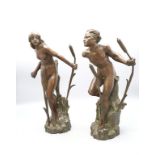 Germain Thill (tätig im 19. Jh.), Figurenpaar 'Im Schilf' / A pair of figures 'In the reeds', ...