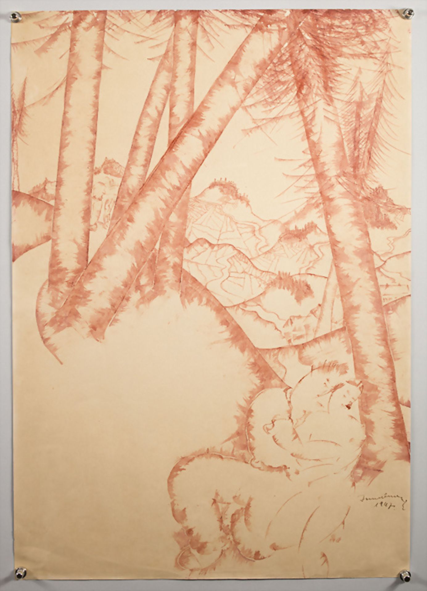 Künstler des 20. Jh., 'Paar in Waldlandschaft' / 'Couple in forest landscape', 1947