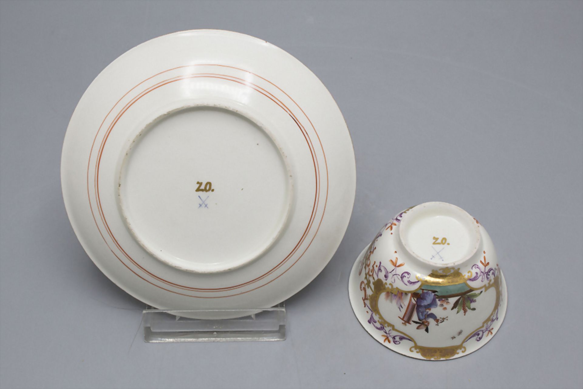 Frühes Koppchen und Unterschale mit Höroldt-Chinoiserien / An early tea bowl / coupling with ... - Image 2 of 5