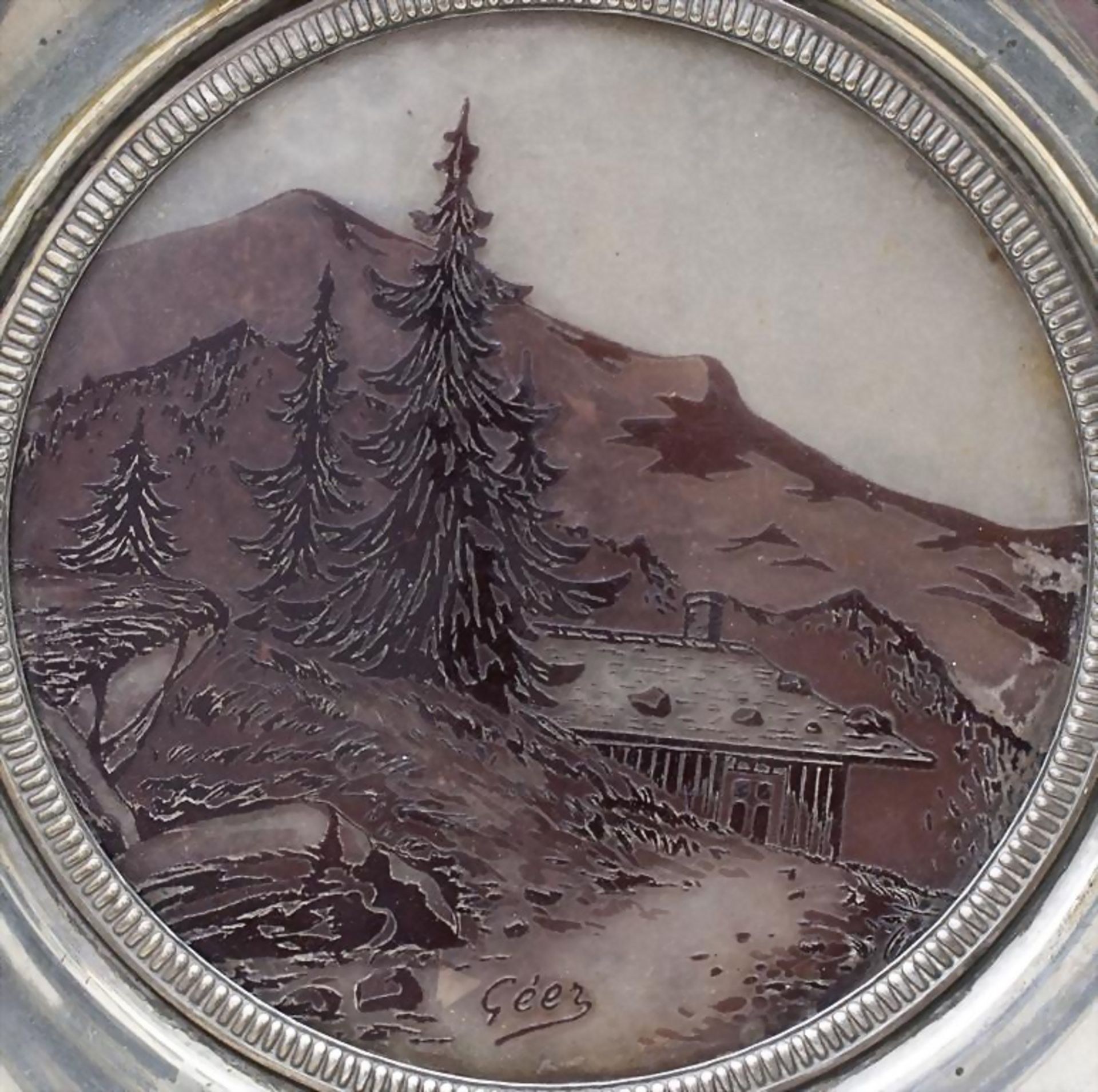 Fußschale mit Landschaft / A footed bowl with a glass landscape, Frankreich, um 1900 - Bild 2 aus 4