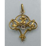 Jugendstil 18 kt Gold Anhänger / An Art Nouveau 18 ct gold pendant, Frankreich, um 1910