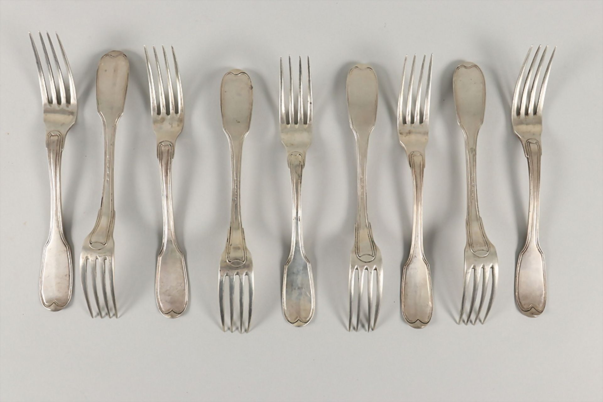 17 Teile Barock Restbesteck / 17 pieces of silver Baroque cutlery, Hans Caspar Wüest, Zürich, ... - Image 2 of 7