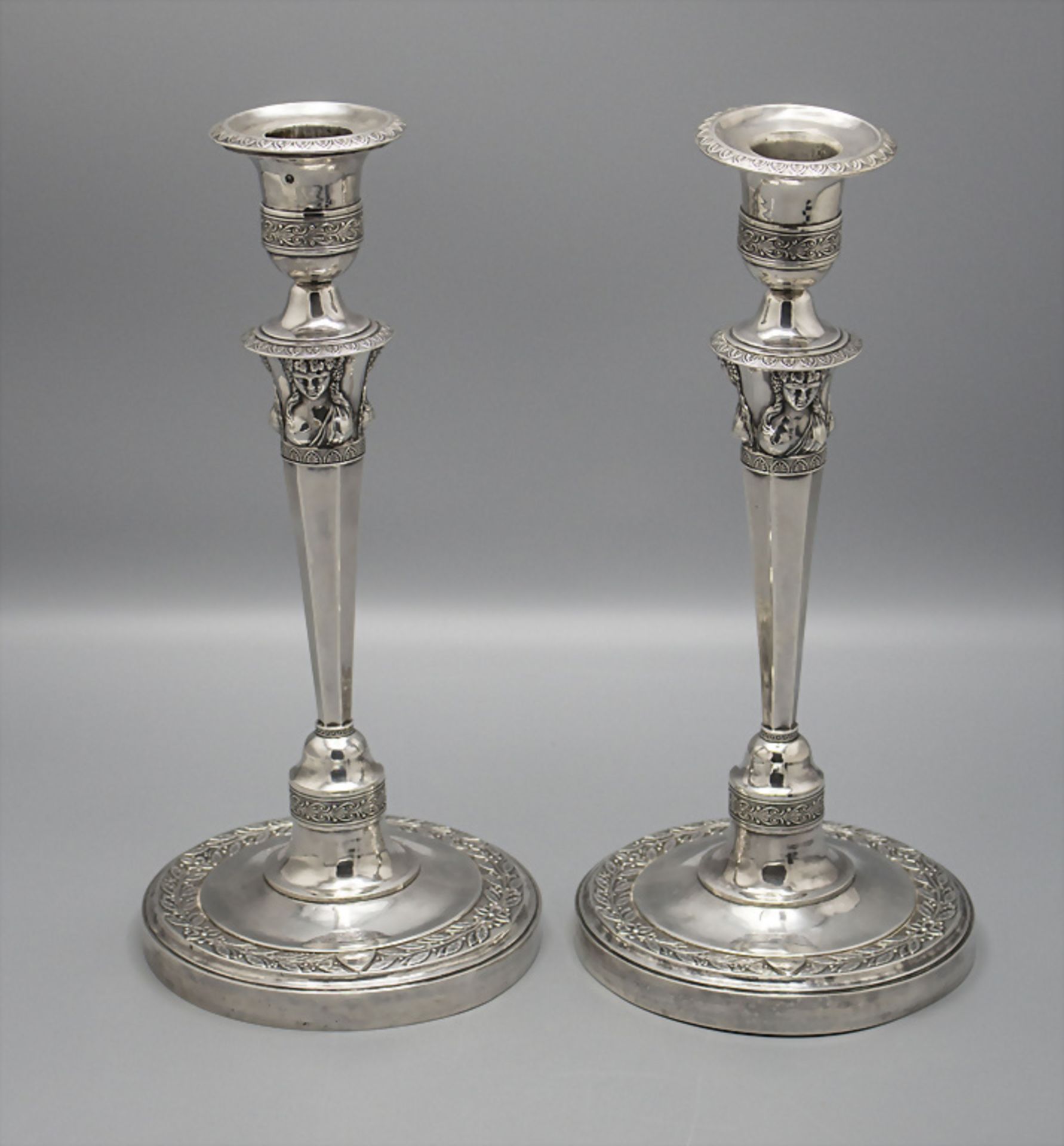 Paar Empire Kerzenleuchter / A pair of silver candlesticks, Jean-Pierre Bibron, Paris, 1798-1809