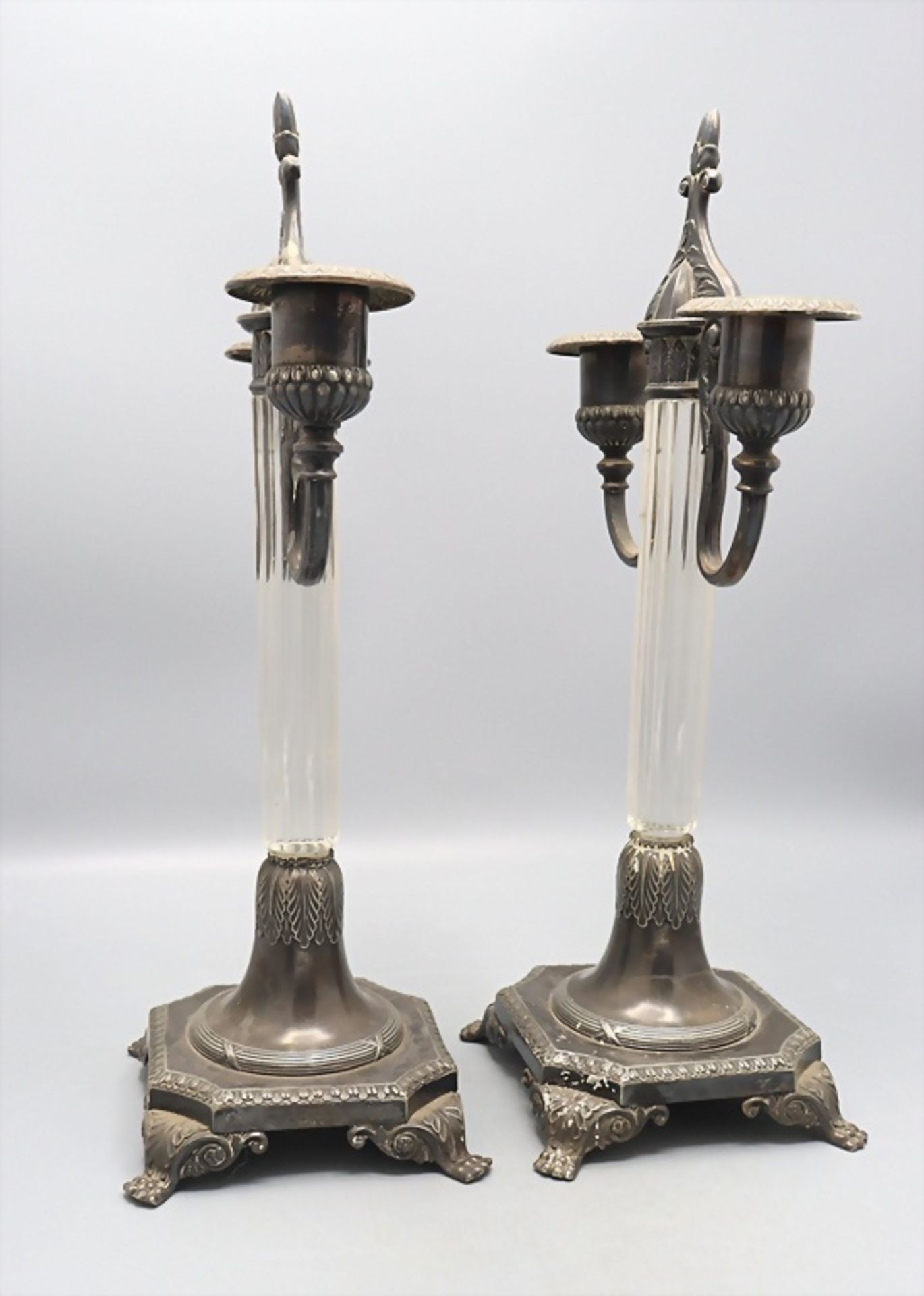 Paar 2-armige Tafelleuchter / A pair of two-armed chandeliers, WMF, Geislingen, um 1890 - Bild 3 aus 8