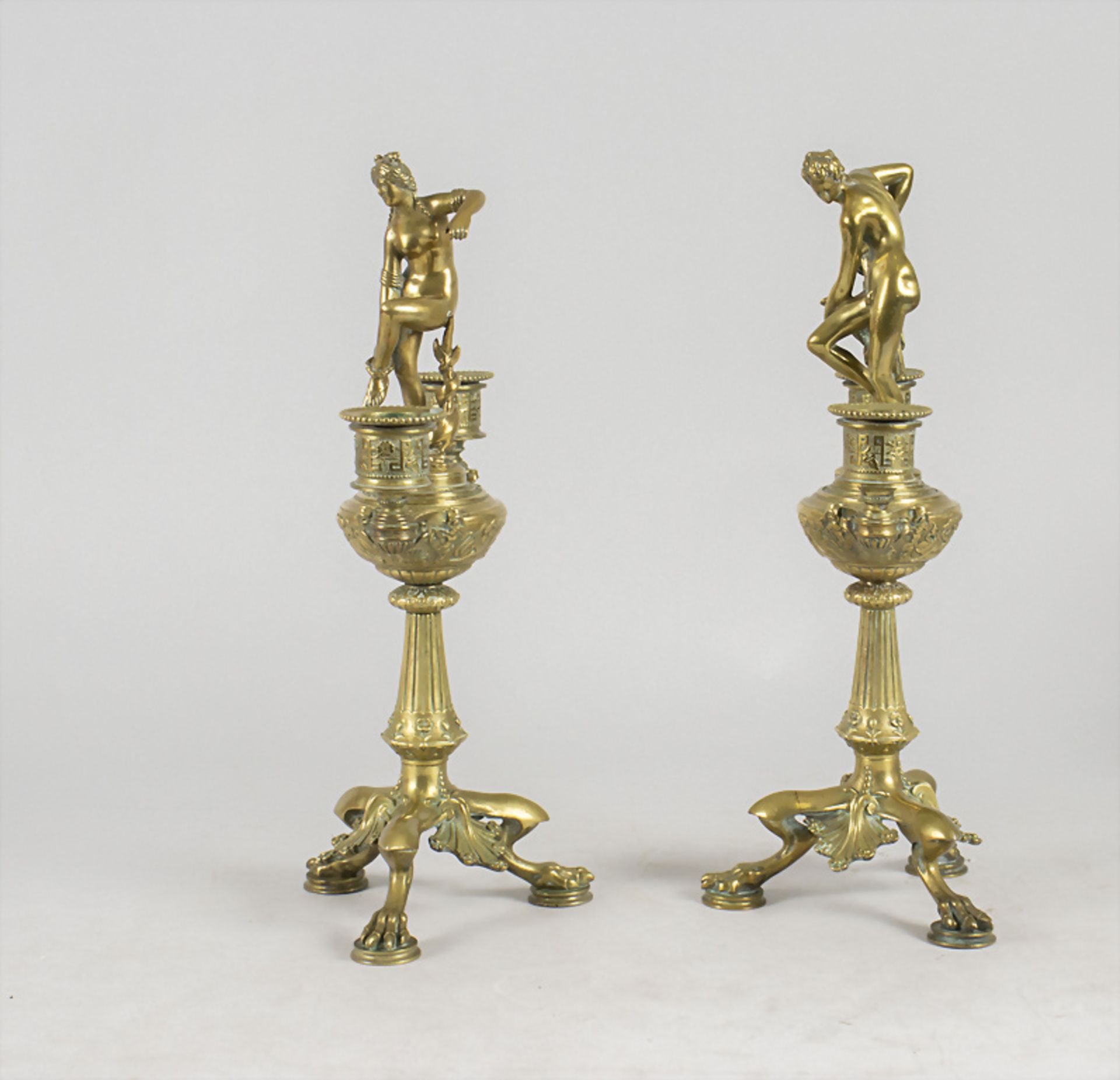 Paar Klassizismus Leuchter / A classicism pair of candle holders, wohl Barbedienne, Paris, 19. Jh. - Bild 2 aus 8