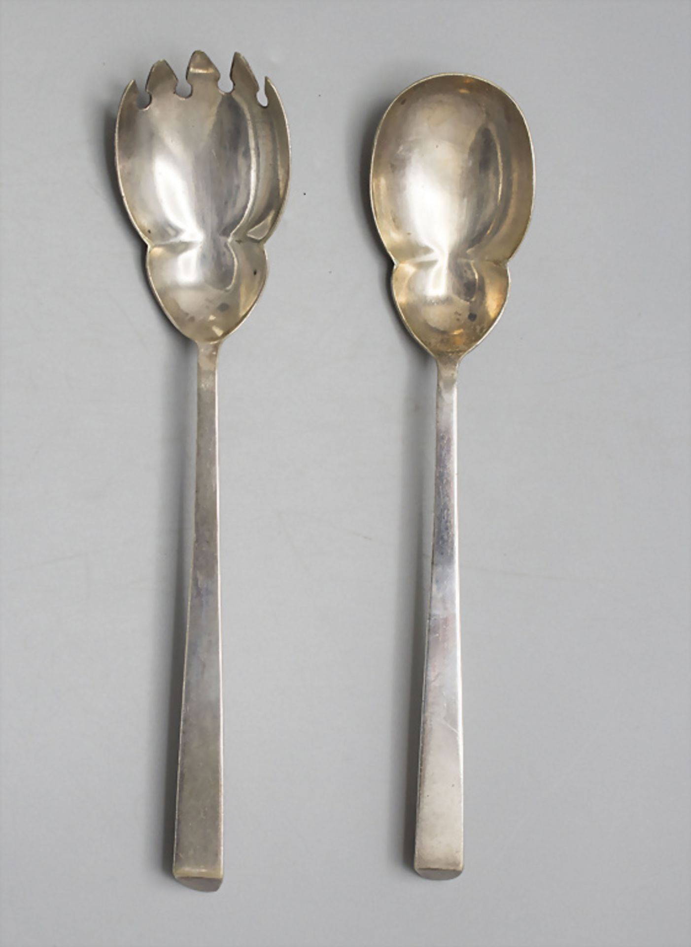 Art Déco Salatbeteck / Art Deco plated salat servers, Mappin & Webb, Import, Rue de la Paix, ...