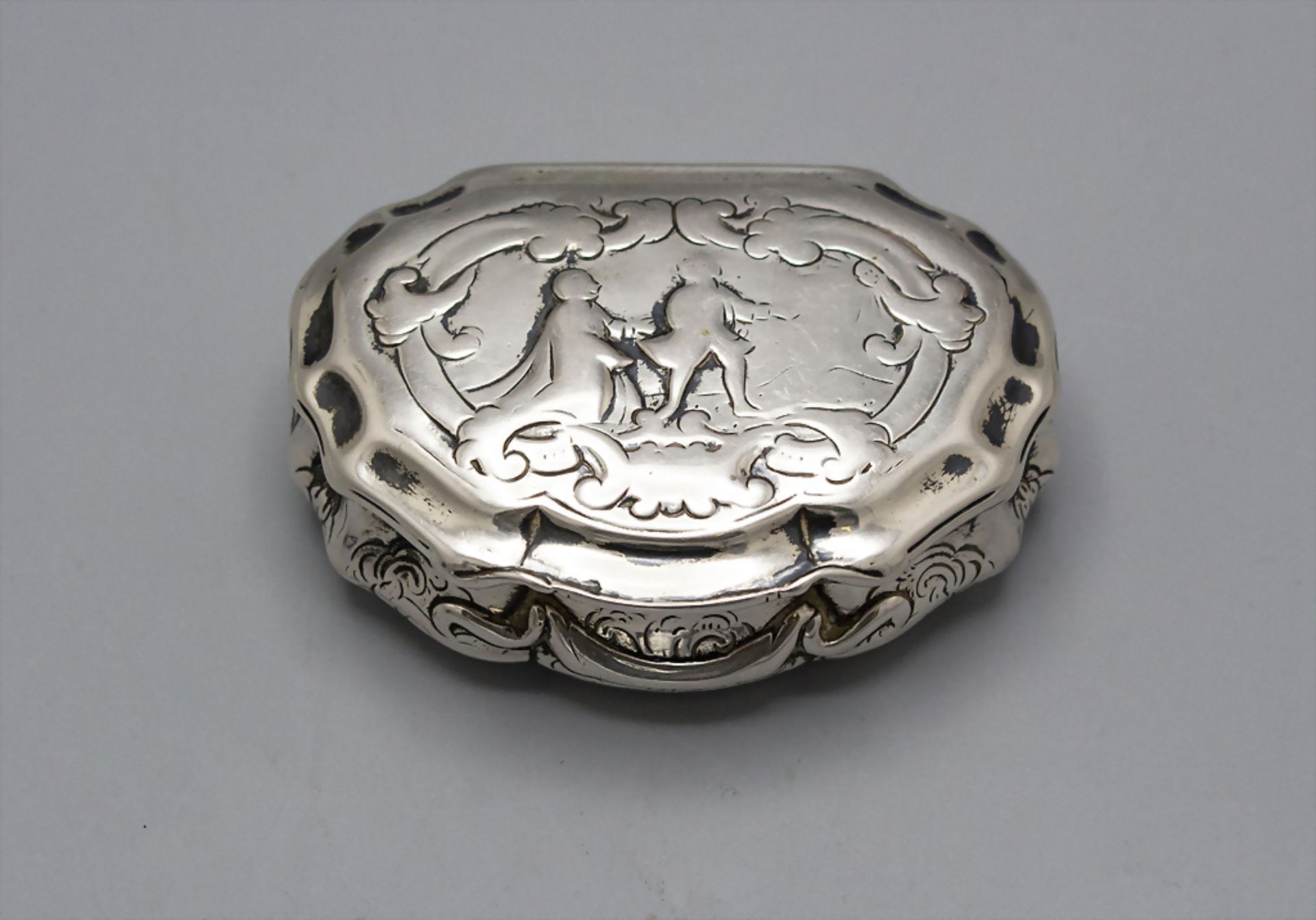 Barock Tabatiere / Schnupftabakdose / A Baroque silver snuff box / tobacco box, deutsch, um 1760