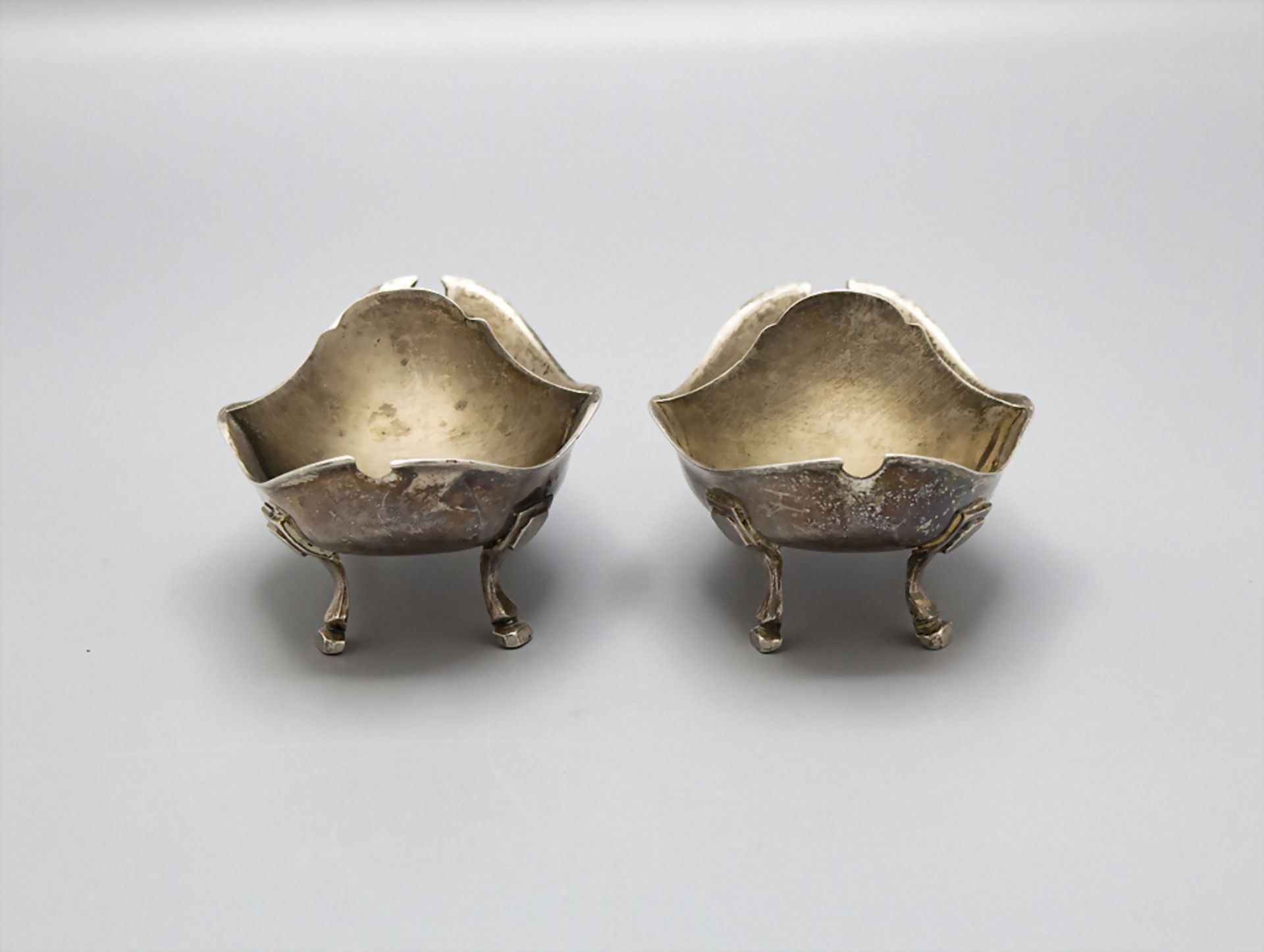 Paar Doppelsalieren / A pair of silver double open salt cellars, Italien, um 1800 - Bild 2 aus 5