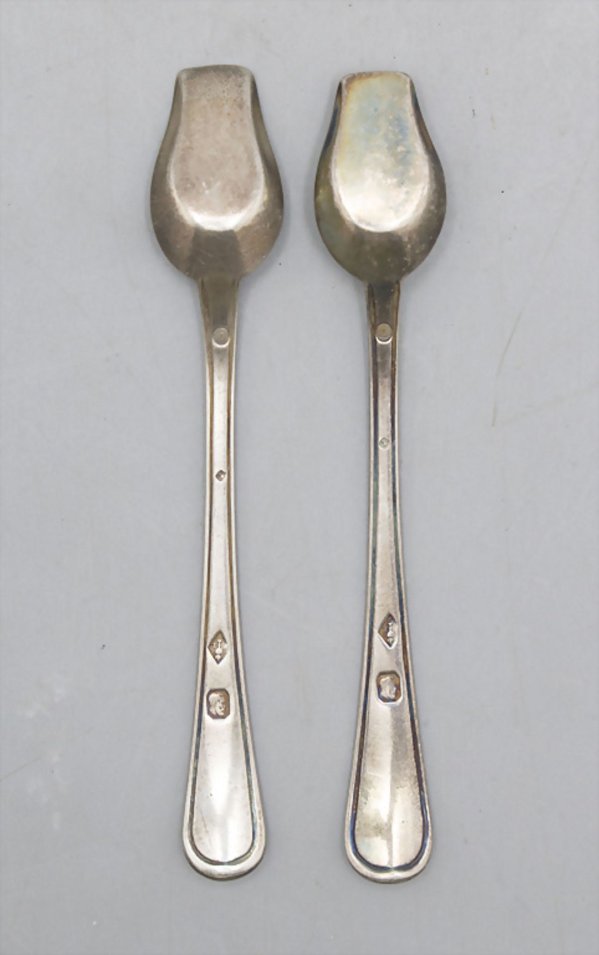 Paar Salzschaufeln / Salzlöffel / A pair of silver salt spoons, Pierre Hippolyte Fournerot, ... - Bild 3 aus 5