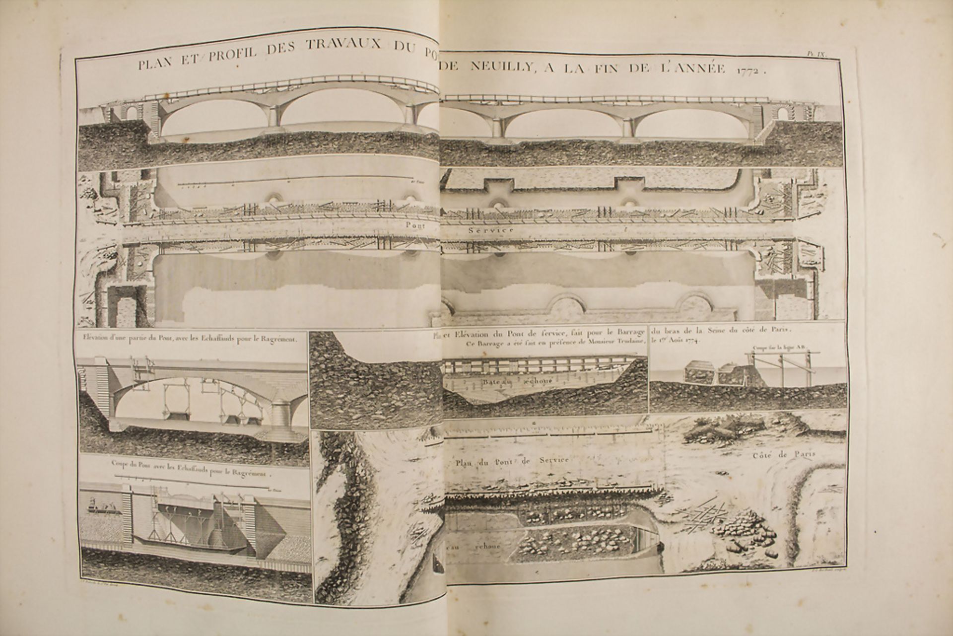 J. R. Perronet: 'Description des projets et de la construction des ..' Tafelband, Paris, ... - Image 7 of 8