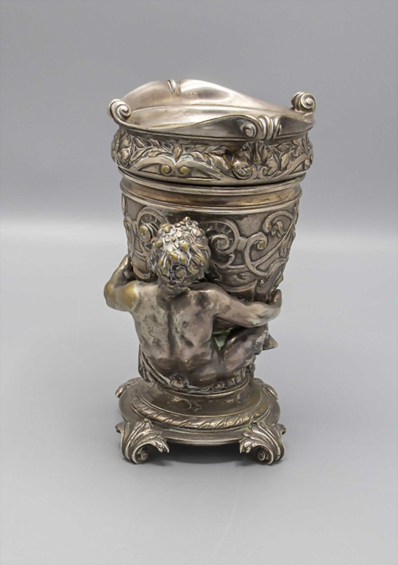 Bronze Ziergefäß mit Faun / A decorative bronze vase with a faun, Frankreich, um 1880 - Image 2 of 6