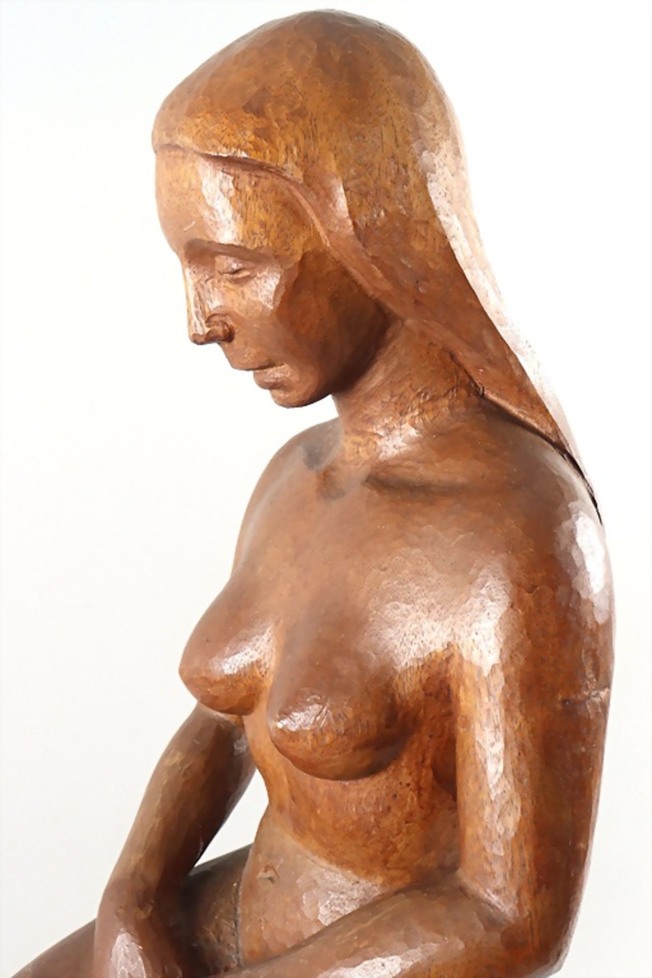 Holzskulptur Akt 'Die Nachdenkende' / A wooden sculpture of a nude 'The thinker', um 1930 - Bild 4 aus 7