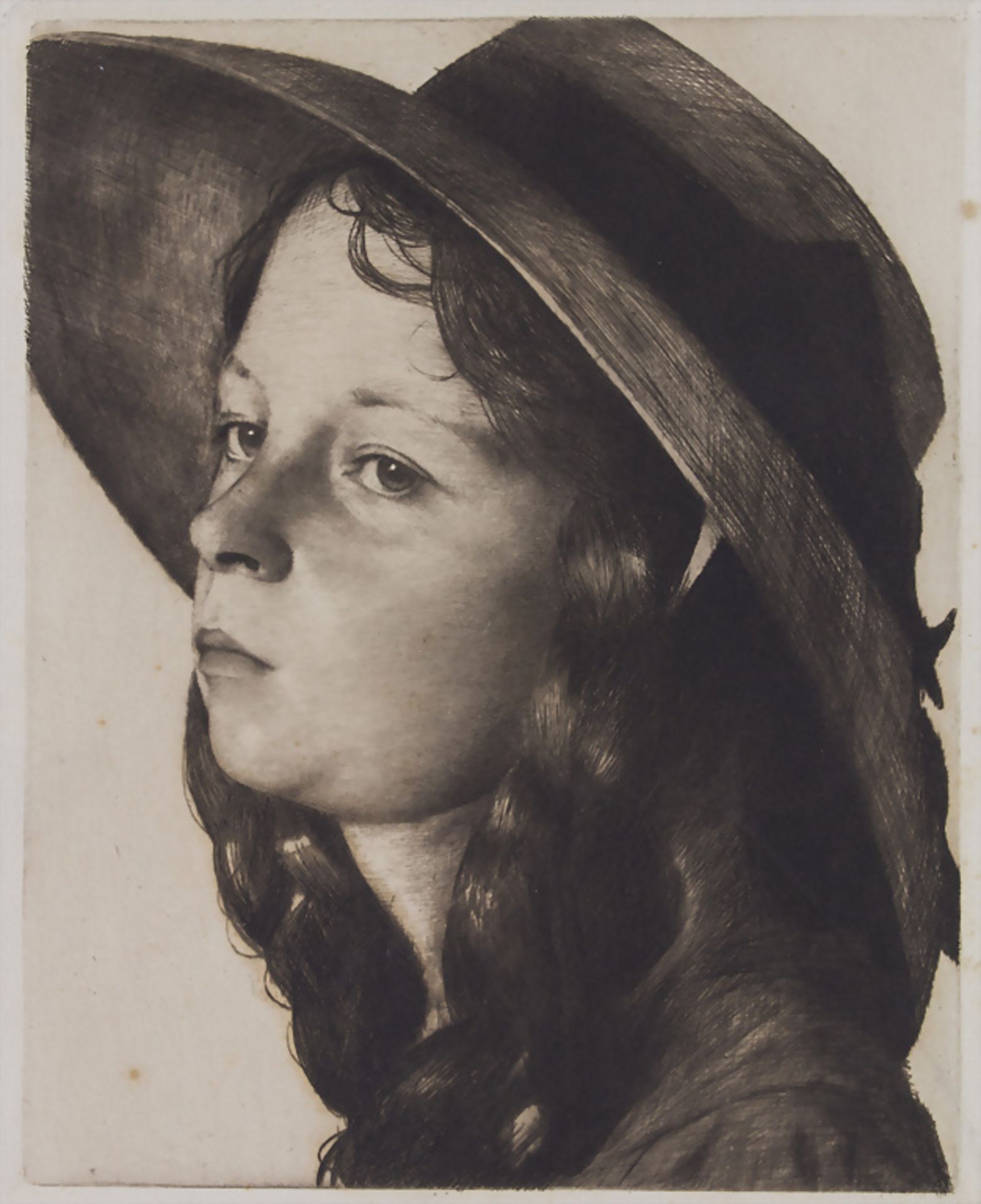 Joseph Uhl (1842-1916), 'Mädchen mit Hut' / 'Girl with hat', um 1900