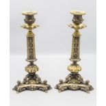 Paar Bronzeleuchter / A pair of bronze candle holders, 2. Hälfte 19. Jh.