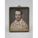 Miniatur Porträt eines Herrn im gestreiftem Hemd / A miniature portrait of a young man wearing ...