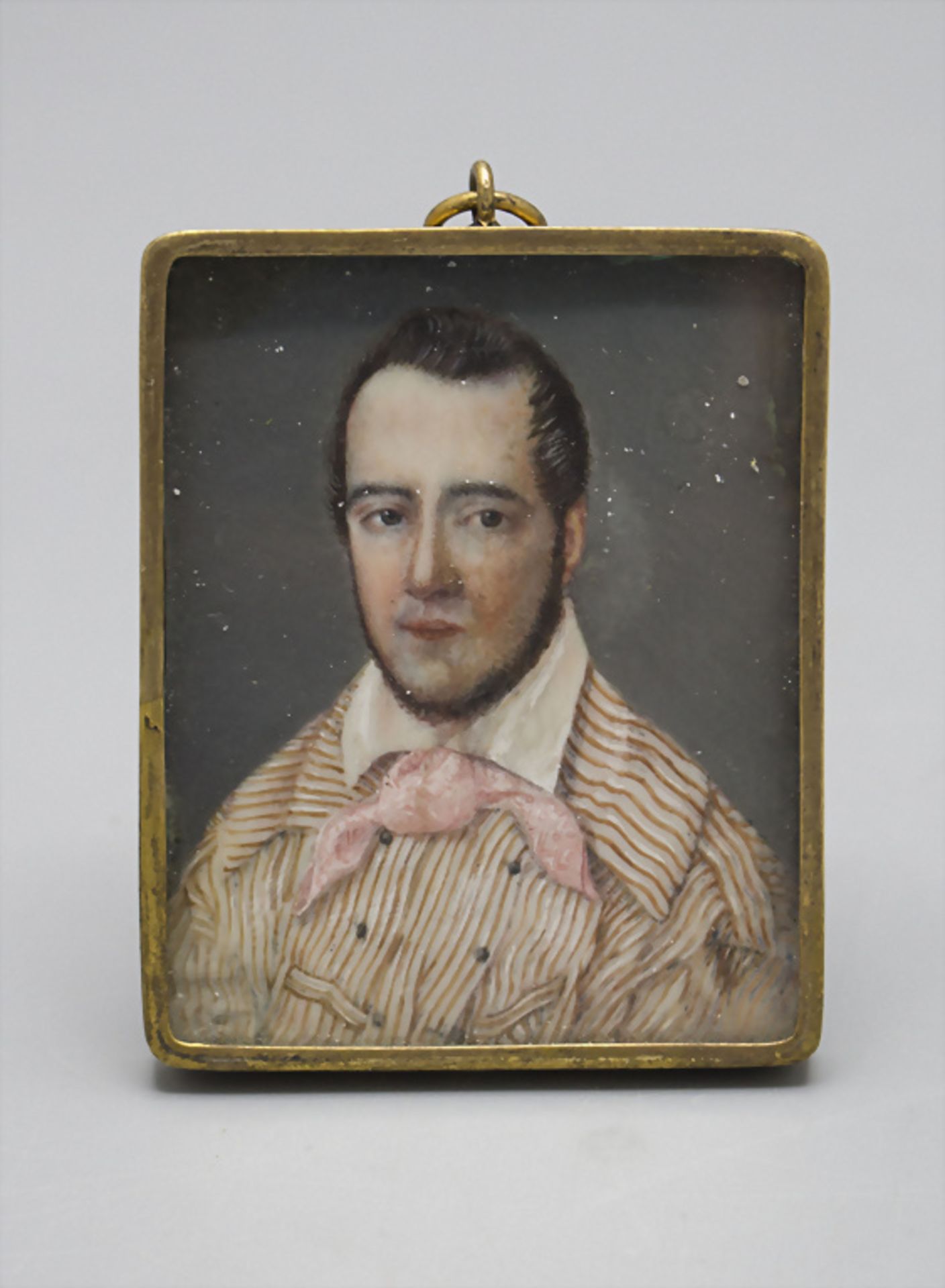 Miniatur Porträt eines Herrn im gestreiftem Hemd / A miniature portrait of a young man wearing ...