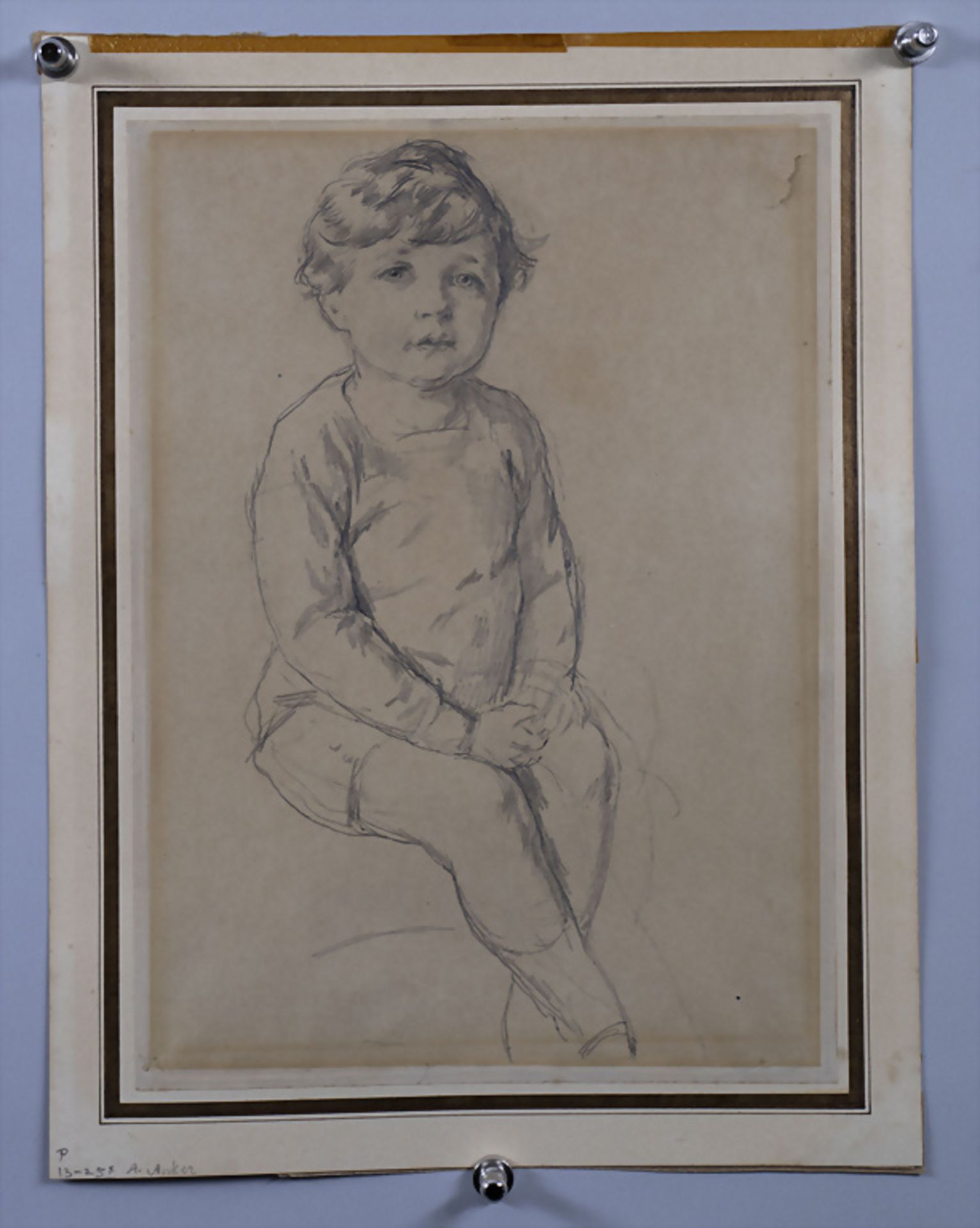 Albert ANKER (1831-1910), Skizze 'Sitzender Knabe' / A sketch of a sitting boy