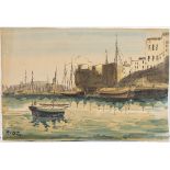 Isabel Diaz (20. Jh.), 'Mediterrane Hafenszenerie' / 'A mediterranean harbour scene'