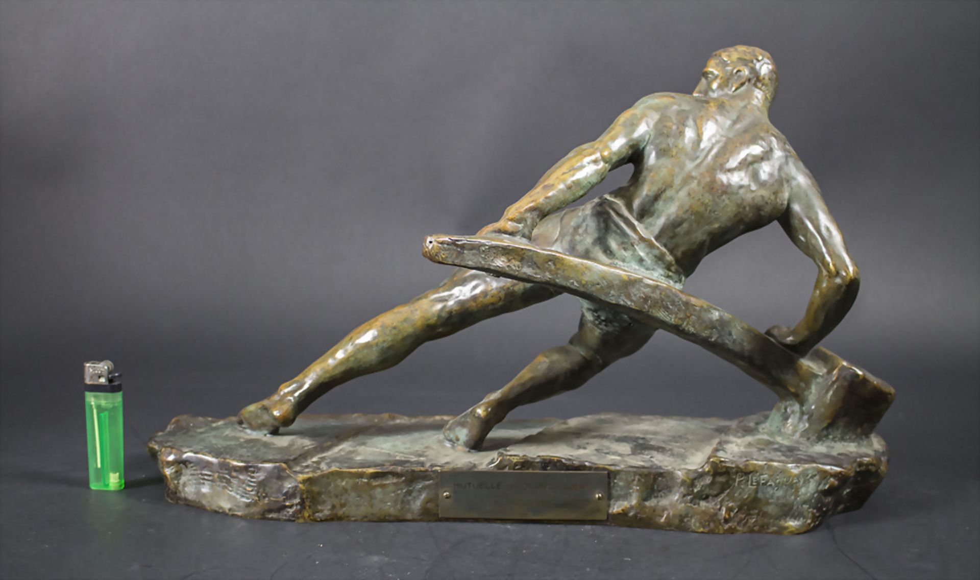 Pierre LE FAGUAYS (1892-1962), Art Déco Bronzeplastik 'Athletischer Steuermann' / An Art Deco ... - Bild 5 aus 8