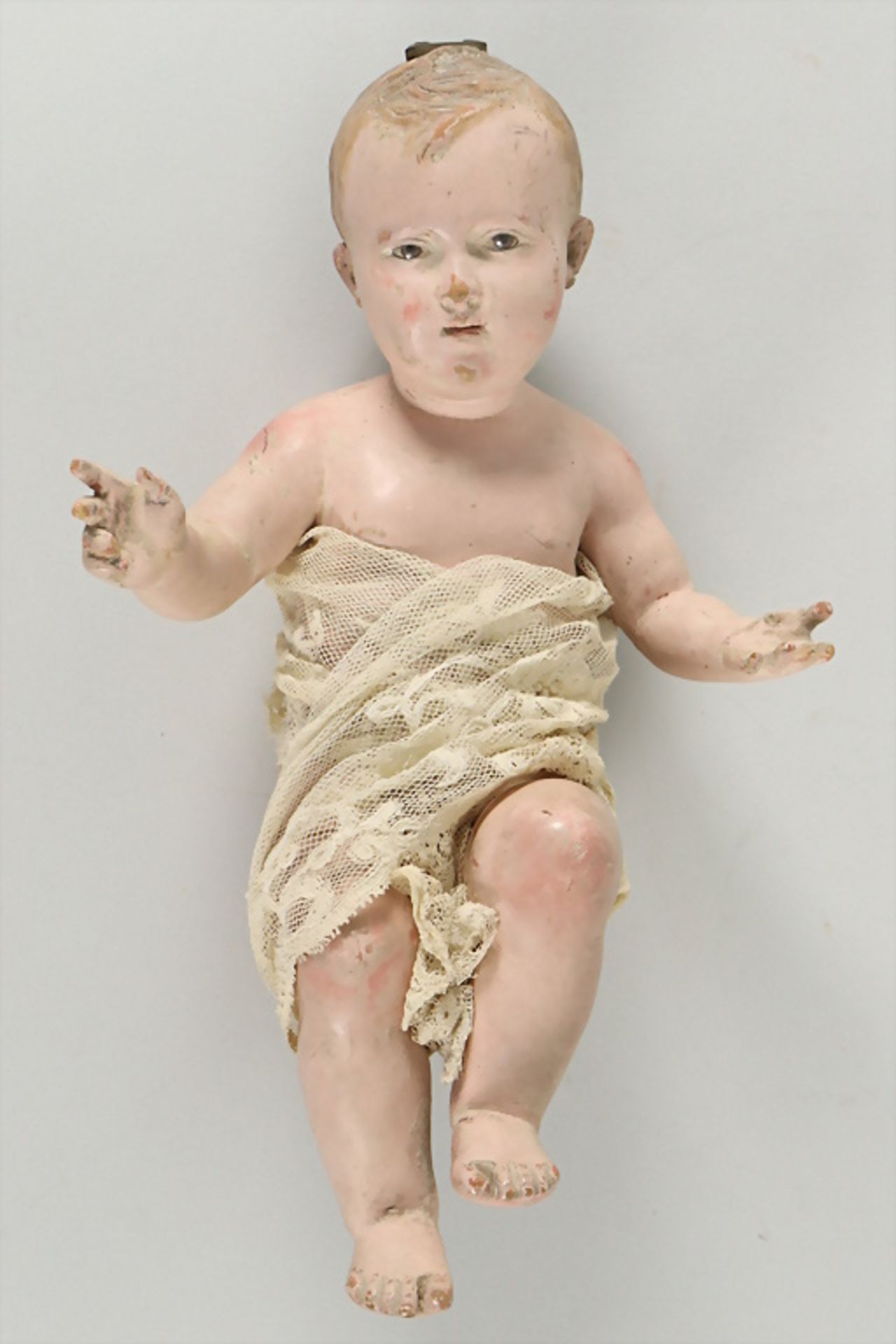 Jesusknabe auf Kissen / A wooden sculpture of Jesus as a boy on a pillow, Neapel, um 1740/ 1750 - Image 2 of 5