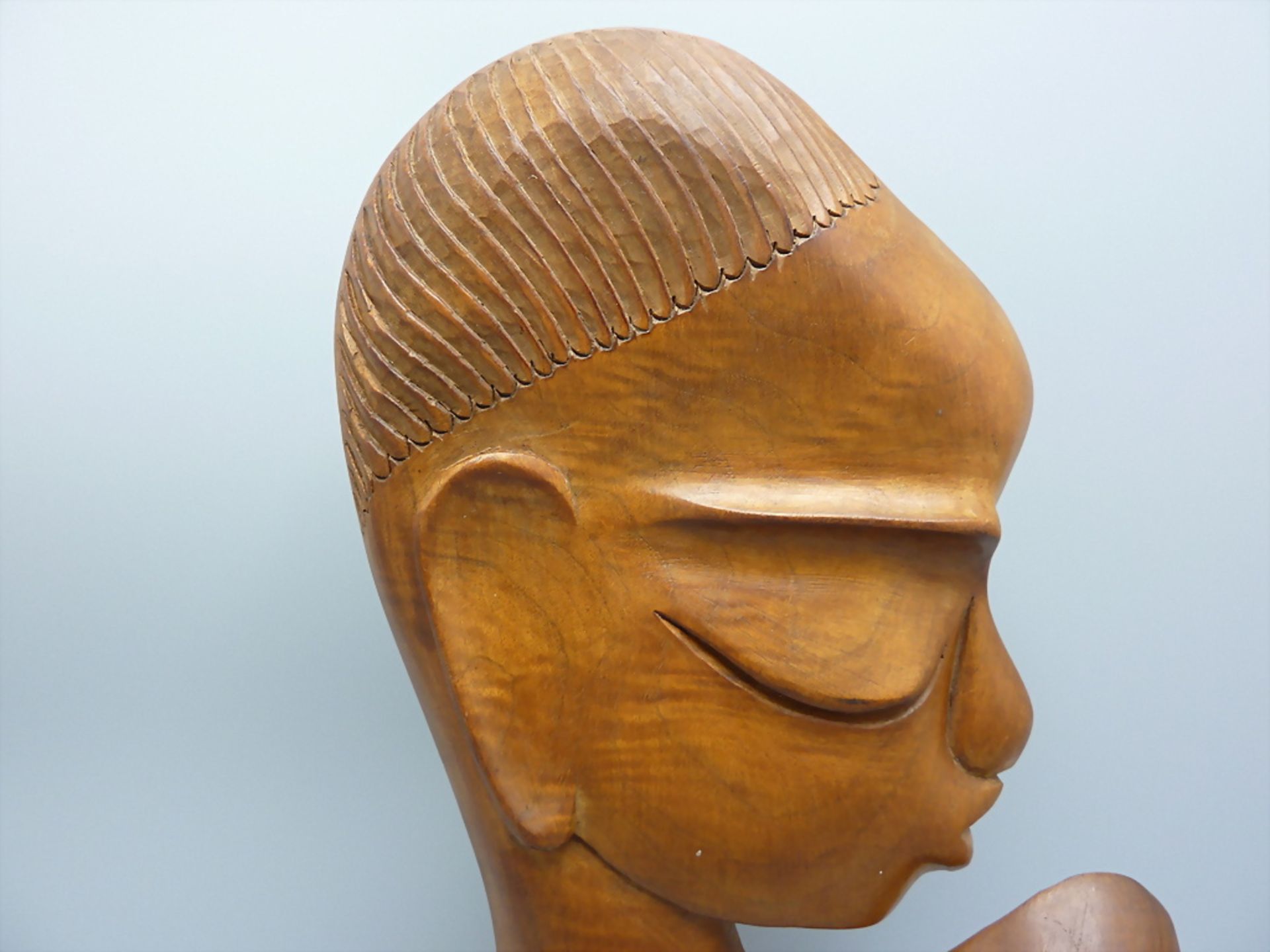 Art Déco Holz-Büste 'Afrikanerin' / An Art Deco wooden bust 'African woman', wohl Werkstätte ... - Image 2 of 6