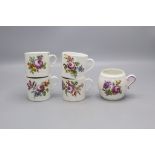 4 Tassen und ein Senftopf / 4 cups and a mustard pot, Wien, 18. Jh.