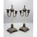 Paar 2-armige Tafelleuchter / A pair of two-armed chandeliers, WMF, Geislingen, um 1890