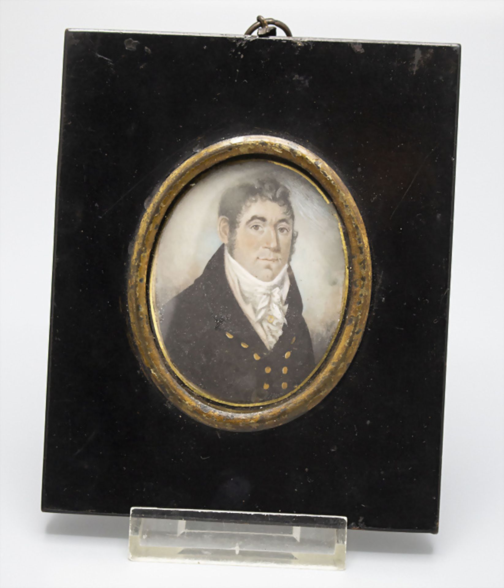 Biedermeier Miniatur Porträt eines Herrn / A miniature portrait of a gentleman, deutsch, ... - Bild 2 aus 3