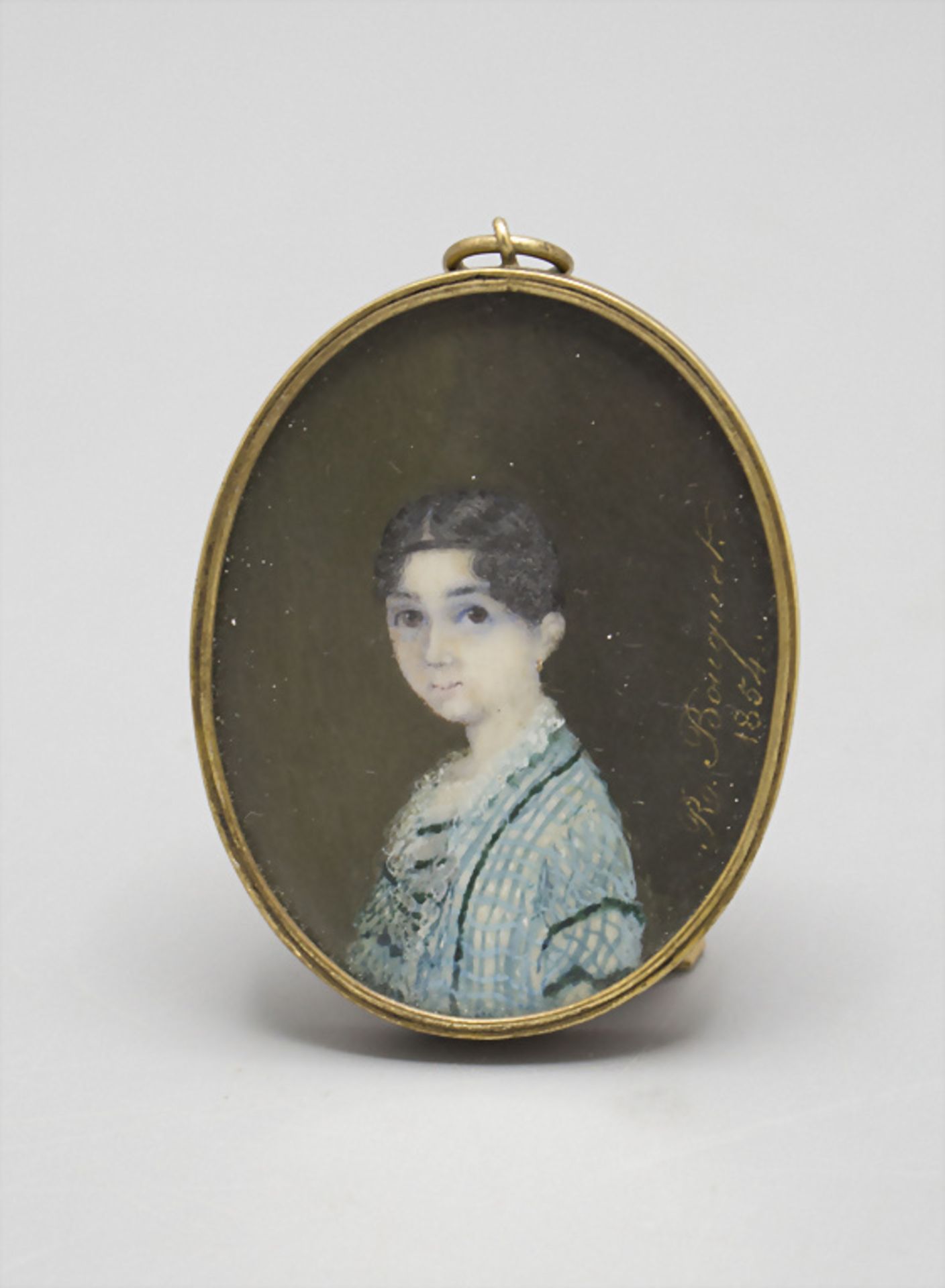 Miniatur Porträt eines jungen Mädchens / A miniature portrait of a young girl, R. Bouquet, 1854