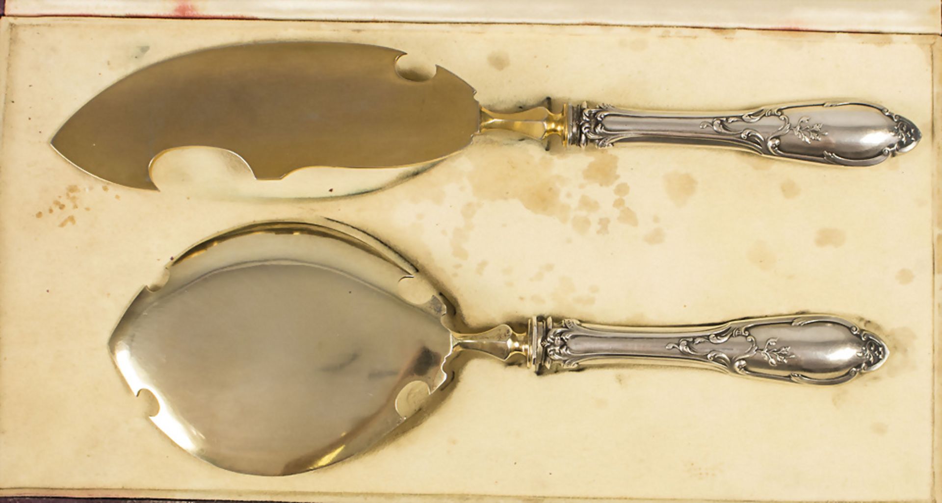 2 Teile Vorlegebesteck im Etui / A set of 2 pieces of serving cutlery, Frankreich, um 1900 - Bild 2 aus 4