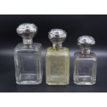 3 Likörkaraffen mit Silbermontur / 3 liqueur bottles with silver mount, V. Boivin, Paris, um 1880