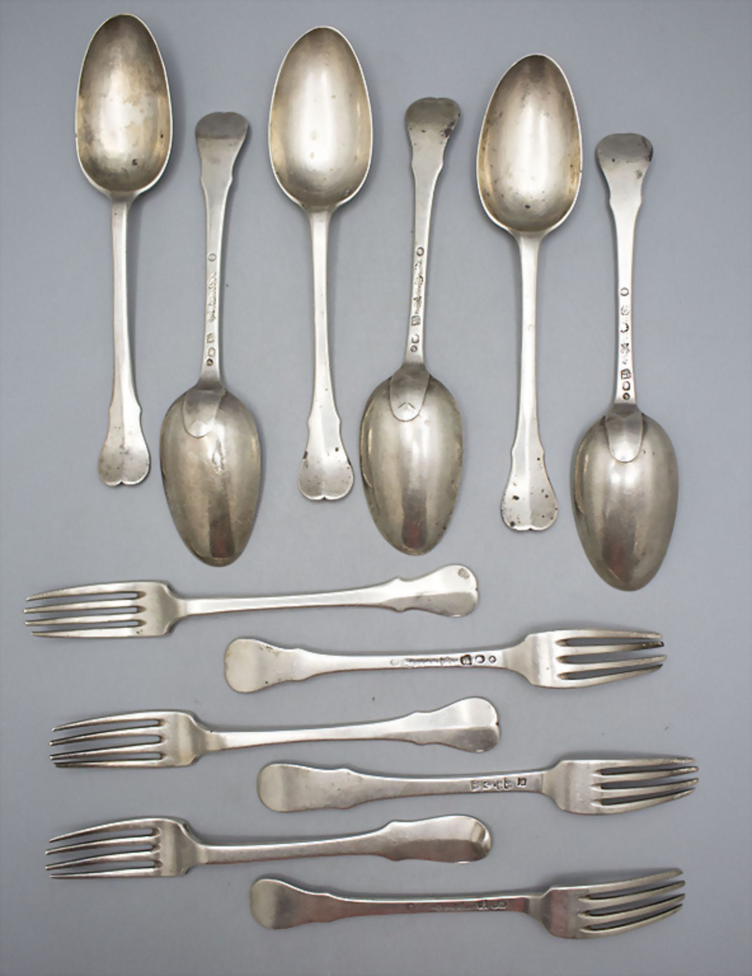 12 tlg. Barock Besteck / 12 pieces of Baroque silver cutlery, Belgien/Belgium, um 1752
