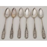 6 Teelöffel / 6 silver tea spoons, um 1800