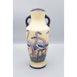 Art Déco Henkelvase mit Flamingos / An Art Deco vase with flamingos, Amphora-Werke, ...