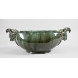 Jugendstil Cachepot mit Maskarons / An Art Nouveau planter with mascarons, Clément Massier, ...