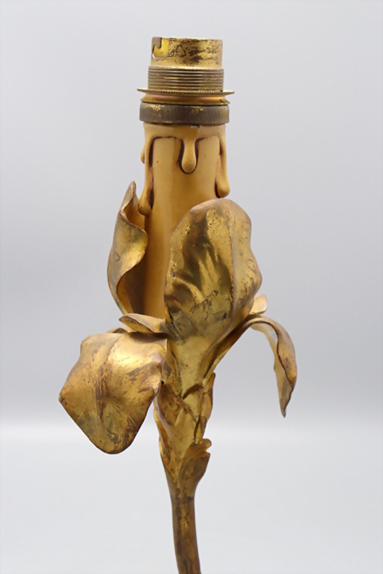 Jugendstil lampenfuß mit Schwertlilie / A bronze Art Nouveau lamp base with an iris, ... - Bild 3 aus 6