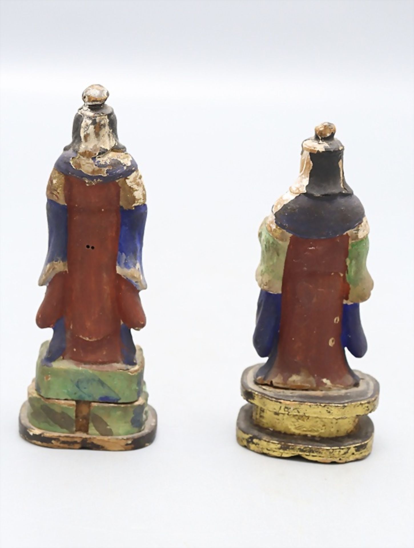 2 kleine Holzfiguren / 2 small wooden figures, China, 19. / 20. Jh. - Image 5 of 7