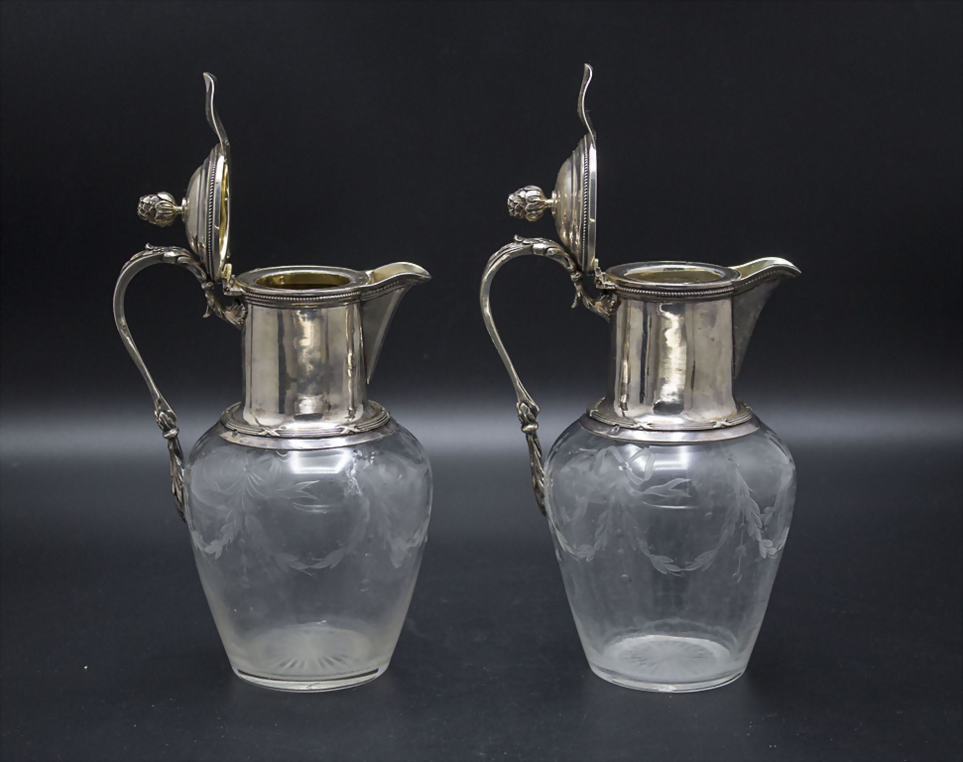 Paar Karaffen / A pair of decanters with silver mounts, Paris, um 1900 - Image 3 of 6