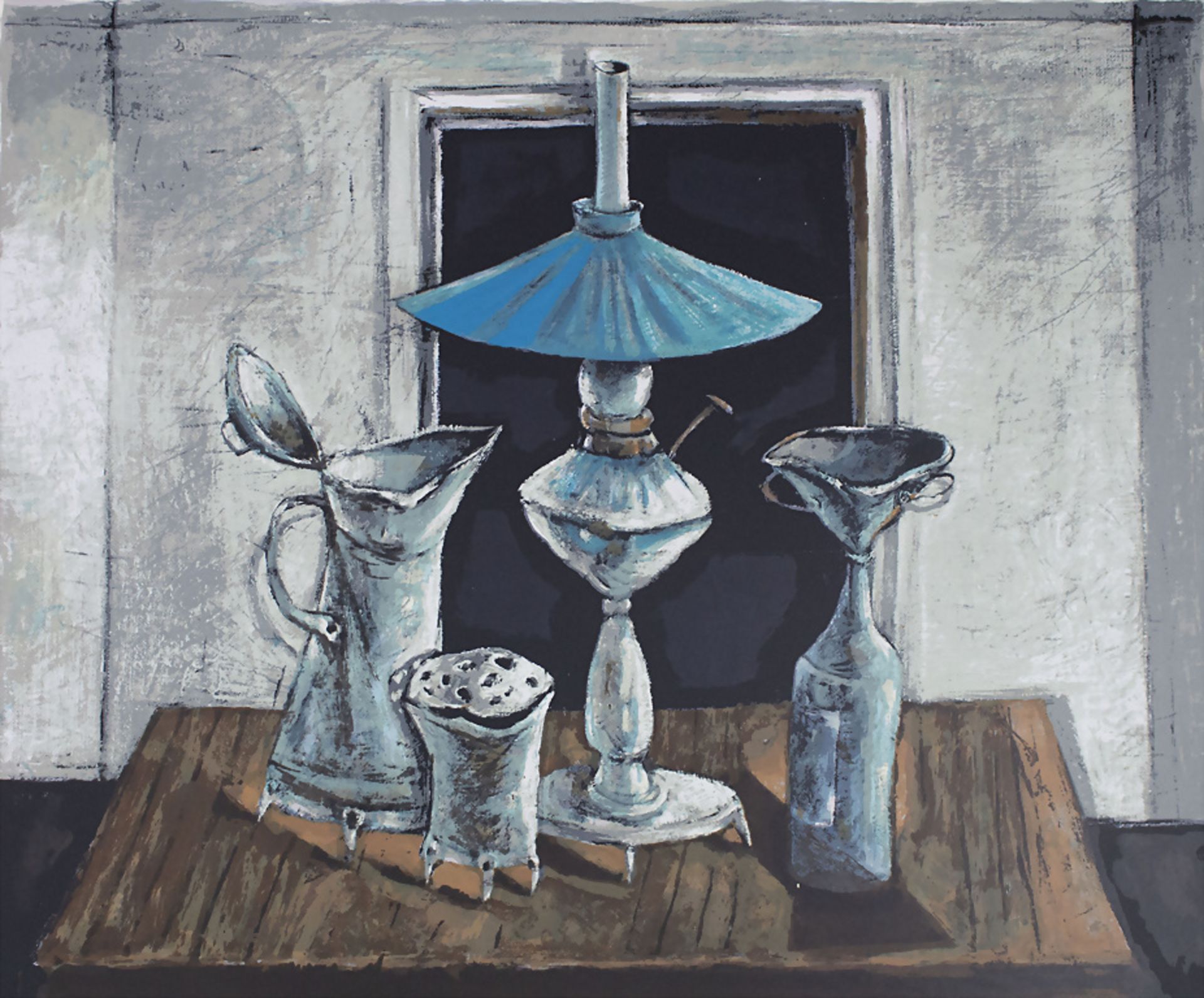 Yosl BERGNER (1920-2017), 'Stillleben Lampe und Küchenhelfer' / 'Still life lamp and kitchen ...